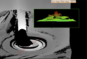 Feature Location in 3D SpaceSHOWN: Using a 3D Linescan Camera, validate the spout is properly installed.